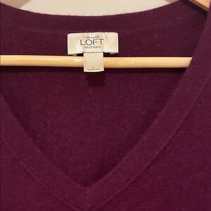 LOFT Cashmere V-Neck Sweater - Plum
